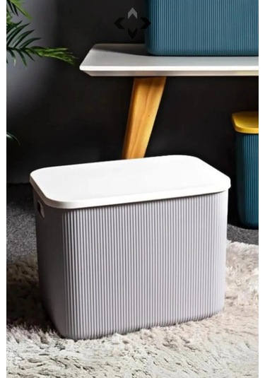 Bayev 4 Adet 21 Lt Çok Amaçlı Gri Saklama Kutusu - Düzenleyici - Kapaklı Çamaşır Sepeti Çok Renkli