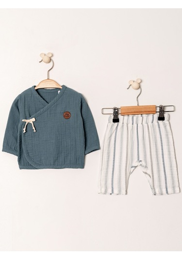 Müslin Kruvaze Takım Şık Ve Rahat Tasarım 1-12 Ay Kd53219 Petrol