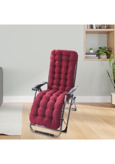 Suntek Yüksek Sırtlı Sandalye Minderi Dolgulu Koltuk Ahşap Kırmızı