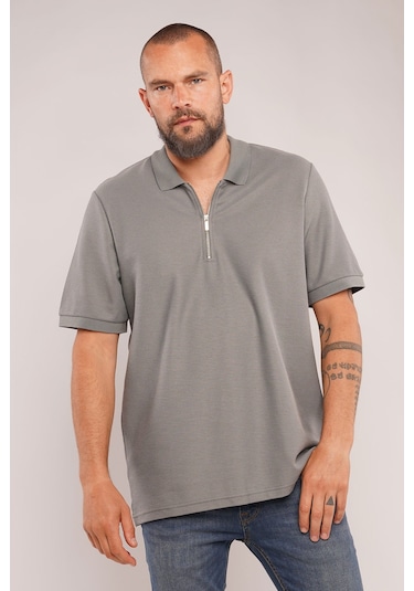 Gabria Fermuarlı Polo Yaka T-shirt Açık Haki