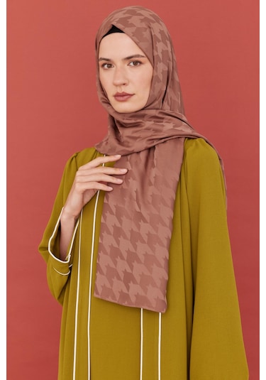 Mirsoy Scarf Kazayağı Desen İpeksi Jakar Şal - Yalı A.Kiremit