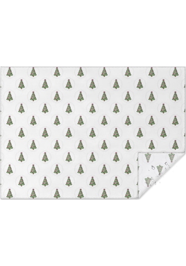 Noel Desenli Dikdörtgen Masa Örtüsü 60x84 İnç, Su Geçirmez Ve Leke Tutmaz Noel Ağacı Daire