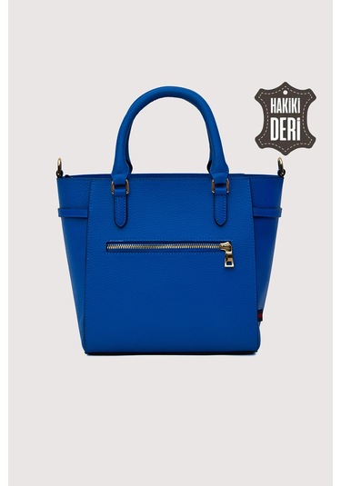 Hakiki Deri Kadın El Çantası Mavi Smr7922 Mavi