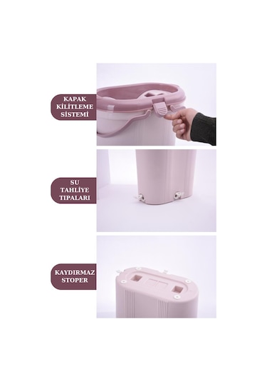 Flora Trio 3 Bölmeli Tablet Mop Temizlik Seti 14 L + 4 Adet Yedek Mikrofiber Bez