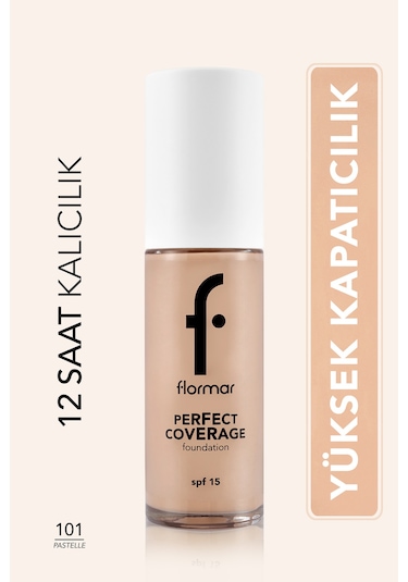 Flormar Perfect Coverage Yoğun Kapatıcı Su Bazlı Fondöten (Sıcak Alt Ton) -101 Pastelle -8682536058148