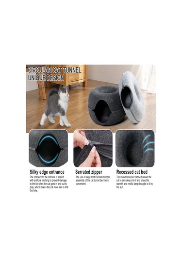 Geeroyoo Rahat Kumaş Kediler İçin Çift Katlı Fermuarlı Tünelli Yatak
