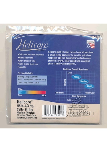 D Addario H514 Helicore Cello Single C String 4 4 Scale Medium