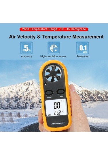 Pazly Taşınabilir Rüzgar Hızı Ve Sıcaklık Ölçer - Kompakt Anemometre Siyah Siyah