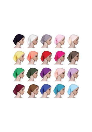 Beyaz Yüz Altında Eşarp Tüp Kaput Kap Kemik İslam Kadın Baş Örtüsü Başörtüsü Beyaz