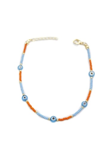 Nazar Boncuklu Halhal - Mavi Çok Renkli