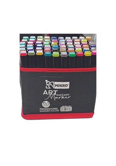 Mikro Çift Uçlu Fosforlu Kalem Art Marker 60 Renk Çok Renkli