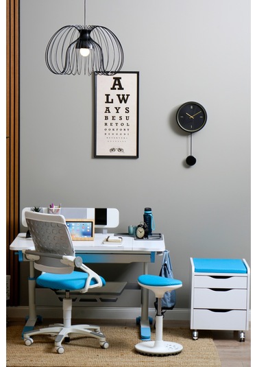 Creo Mobili Çekmeceli Tekerlekli Sirius Keson, Oturulabilir Ofis Ve Ev Komodini, Ekru/mavi