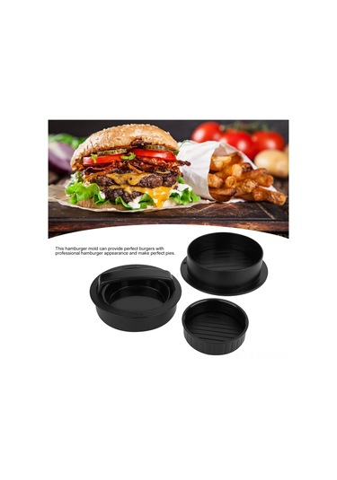 Padalink Üç Fonksiyonlu Ev Ofisi Hamburger Press Aleti - Teflon Kaplı, Yıkamalı, Tam & Küçük Börek Ve Hamburger Hazırlama Siyah