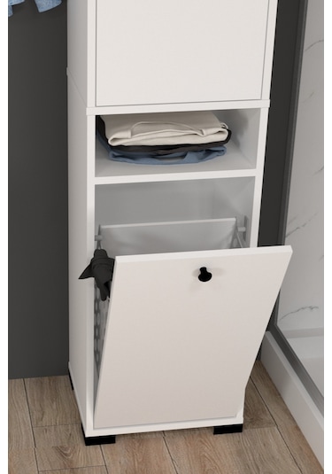 Atlas No.1 3 Raflı Sepetli Banyo Dolabı Beyaz