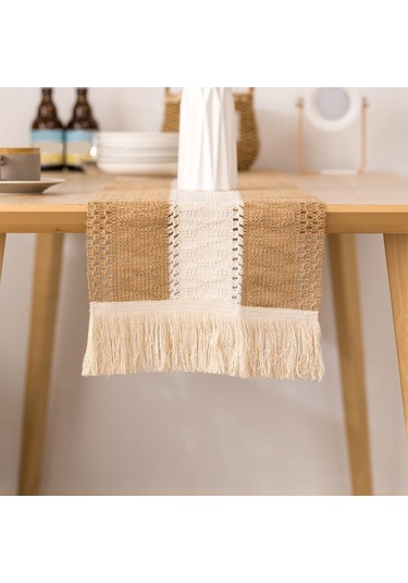 Suntek Parti Çiftlik Evi Ev 30x280cm Için Pamuk Keten Makrome