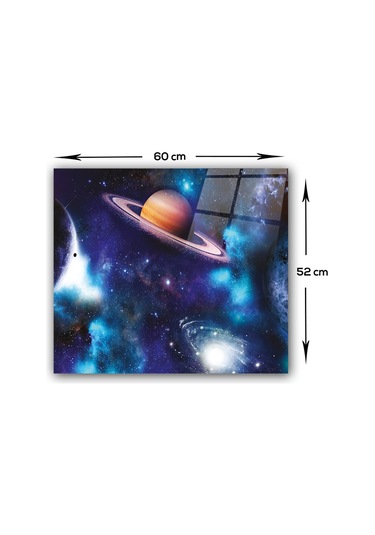 Decorita Cam Ocak Arkası Koruyucu Galaksi Desen - Renkli  52 CM x 60 CM
