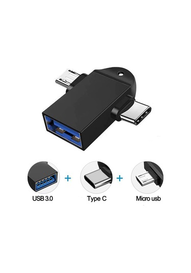 2 In 1 Usb Dişi To Micro Usb + Type-C Otg Adaptör