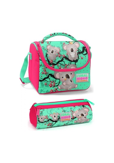 Coral High Kız Çocuk Yeşil Kırmızı Koala Beslenme Çantası Seti