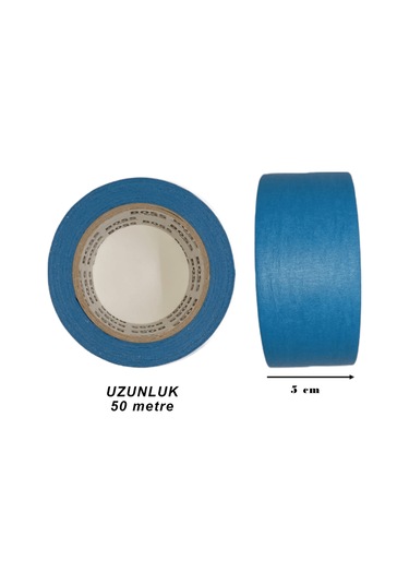 Yapışkanlı Çiçek Bandı - Maskeleme Bandı - Mavi - 5 Cmx50 Metre