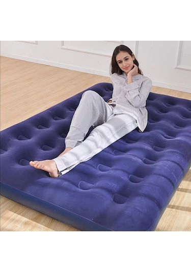 Çift Kişilik 190x130x22 Cm Kamp Tatil Şişme Yatak Kamp Yatağı Lacivert