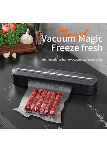 Honeybeeshop 1 Adet Siyah Senbowe Vakum Makinesi 220 240v Avrupa Fişi Tek Tıkla Çalışır Gıda Saklama Islak Kuru Sızdırmaz 10 Torba