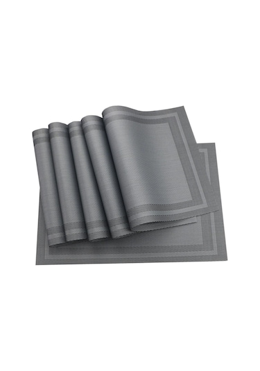 Gri Tablemat 6 Adet Pvc Mutfak Yemek Placemats Masa Yemeği Mat Coaster Su Geçirmez Masa Pedi Bireysel Danteller Fincan Paspaslar Gri