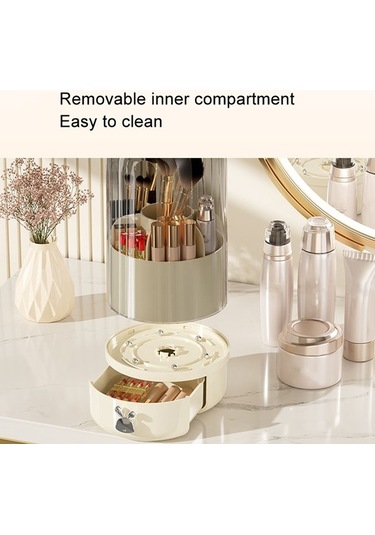 Tongxida Şeffaf Siyah Döner Toz Geçirmez Makyaj Fırçası Saklama Tüpü Tuvalet Masası Kalem Tüpü Siyah - Şeffaf