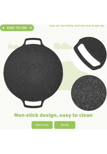 Ulzyvf Döküm Demir Tencere Tavası Siyah 35cm İndüksiyonlu Pişirme Alev Desenli Siyah