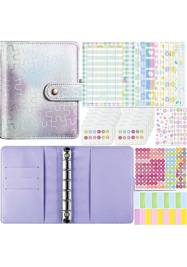 Tuomeng A7 Puzzle Ledger Taşınabilir Cep Gevşek Yaprak Defter Mor