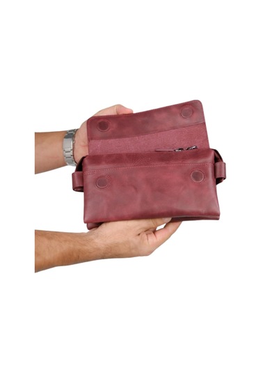 Mft Leather Hakiki Deri Unisex El Çantası Boliva 9874 Tiguan Bordo