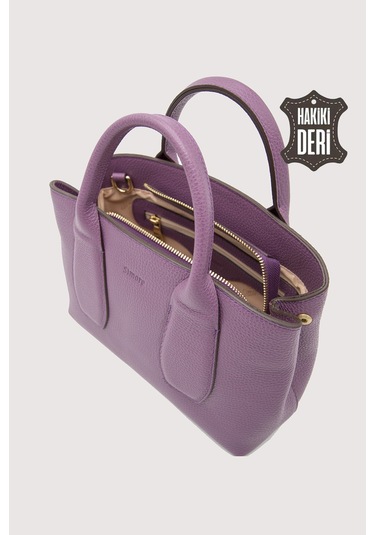 Hakiki Deri Kadın El Çantası Mürdüm Smr9226 Mürdüm