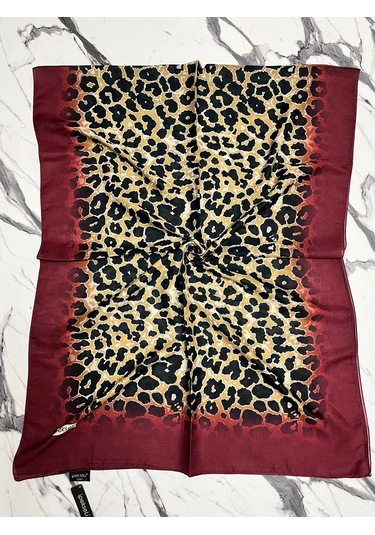 İpekseli Leopar Desenli Organik Pamuk Şal - 7 07