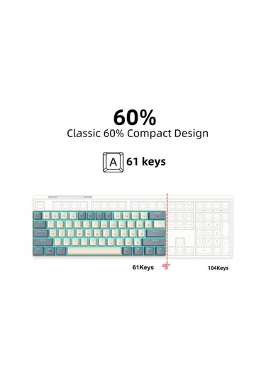 Kırmızı Anahtarlı Mekanik Klavye 61 Tuşlu Buz Mavisi Led Usb 2.0 Arm Core Tak Ve Çalıştır Oyun Ve Ofis İçin Kablolu Bilgisayar Klavyesi Ergonomik