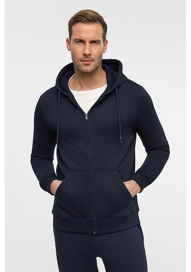 Süvari Lacivert Regular Düz Bisiklet Yaka Sweatshirt Lacivert