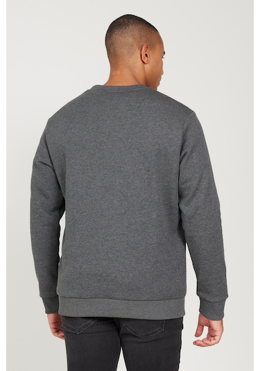 AC&Co / Altınyıldız Classics Erkek Antrasıt Melanj Standart Fit Normal Kesim İçi Polarlı Bisiklet Yaka Sweatshirt Antrasit