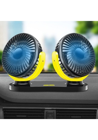 Çıft Başlıklı Araç Fanı Oto Fan Vantılatör 12V 24V Siyah