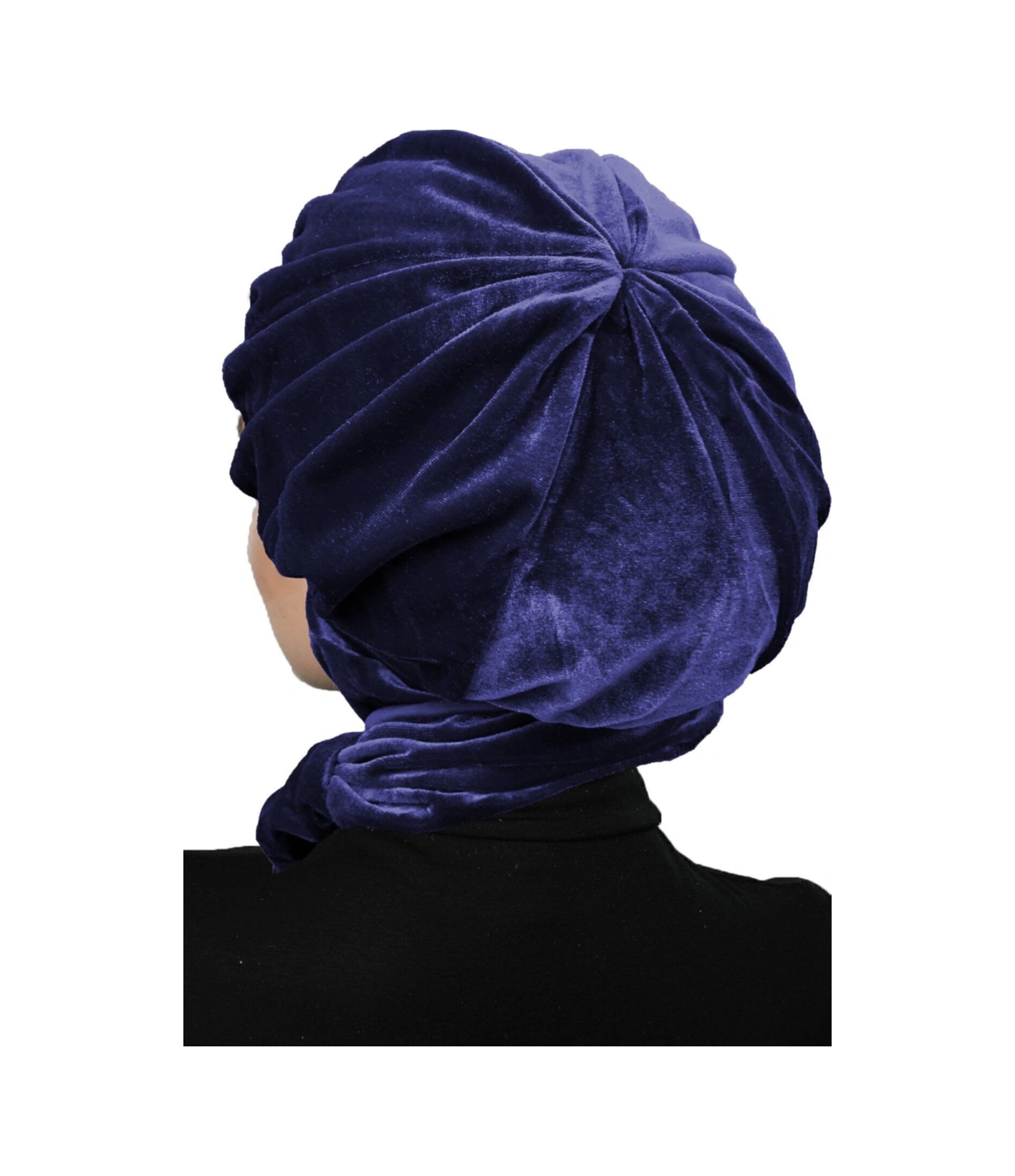 Kadife Şapka Atkılı Toka Detaylı Lacivert Hazır Türban Tesettür Bone Lacivert