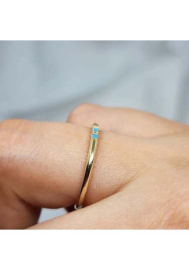 Firuze Turkuaz Taşlı 925 Ayar Gümüş Alyans Yüzük