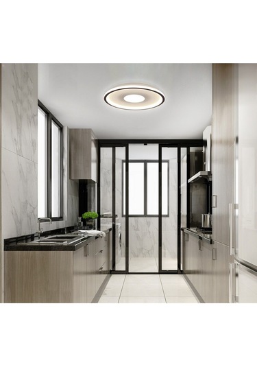 Tavan Led Avize Plafonia Orta Işıklı 60cm Siyah - Sarı