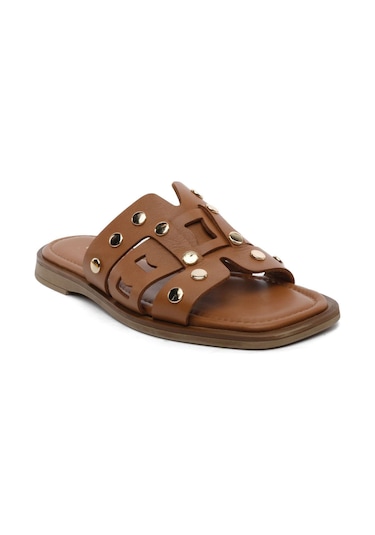 Greyder 59250 Taba Hakiki Deri Kadın Terlik -814 Taba