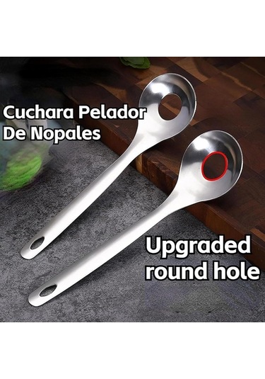 Neevoyu 3'lü Paslanmaz Çelik Meksika Kaktüs Soyucu Kaşık - Çok Amaçlı Mutfak Aleti, Köfte Yapıcı Gümüş