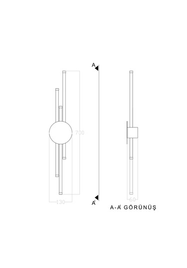 Voxlamp Badge Iı Led Duvar Aplik 70 Cm Siyah Gold