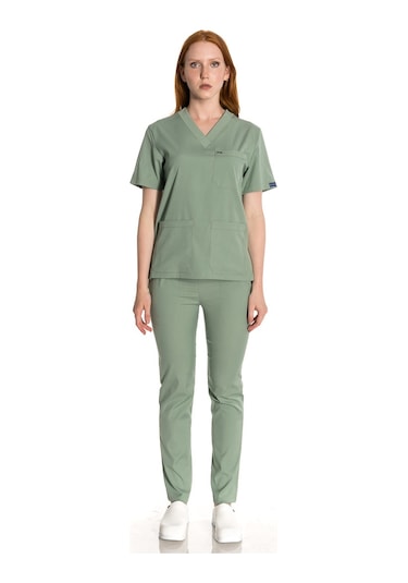 Unisex Likra Çağla Yeşili Scrubs