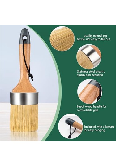 Xurunkeji Tebeşir Ve Balmumu Boya Fırçası Seti, Tebeşir Boyası, Mobilya İçin Süt Boyası, 1 Büyük Oval Fırça Ve 2 Küçük Yuvarlak Fırça