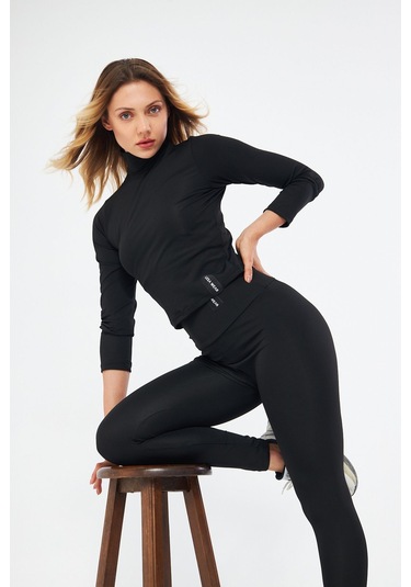 Lesa Wear Kışlık Yüksek Bel Toparlayıcı Ve Sıkılaştırıcı Likralı Şardonlu Tayt Siyah