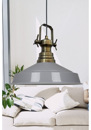 Asaletli Tekli Avize Yeni Eskitme Başlık Retro Sarkıt Lamba Restoran Salon Aydınlatma Gri