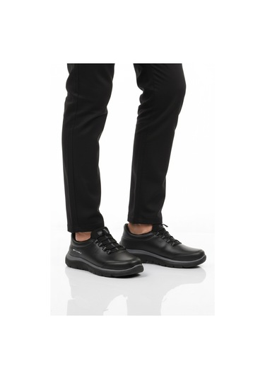Siyah Bilekten Lastikli Erkek Spor Ayakkabı Flexible Pu M Siyah-siyah