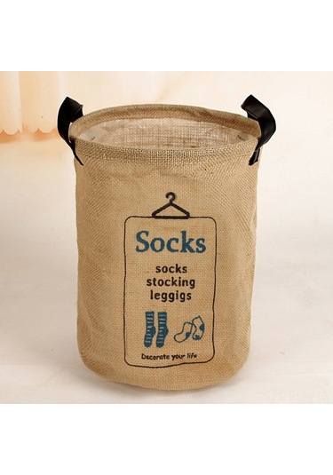 Xindoker Jüt Malzeme Çift Kollü Katlanabilir Organize Sepet - Çamaşır, Çorap, Oyuncak Ve Ev Gereçleri İçin Dayanıklı Depo Kutusu Socks