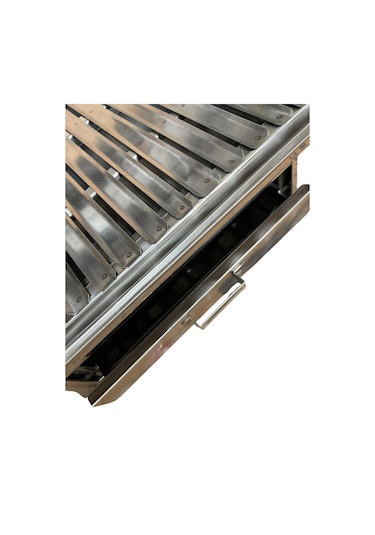 Paslanmaz Kömürlü Mangal 35 X 60 Cm Paslanmaz Izgaralı Masaüstü Çekmeceli Gri