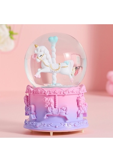 Atlı Karınca Unicorn Mini Işıklı Kar Küresi Ve Müzik Kutusu